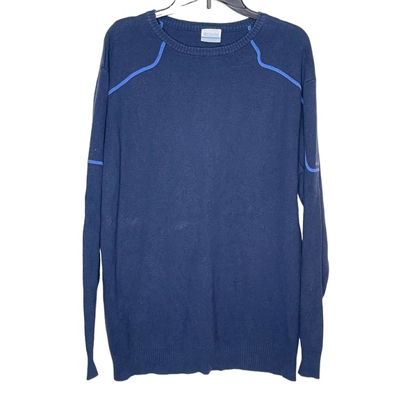 Columbia Men Pull Over Sweater Oversize Long Sleeve Wool Blend Crew Neck Blue XL - Picture 1 of 10